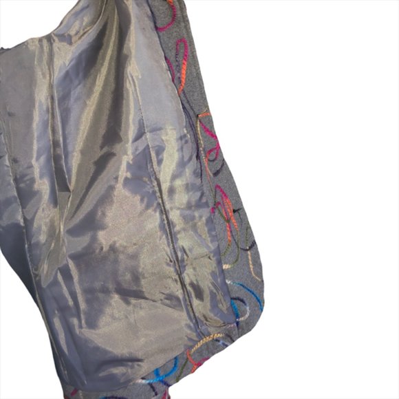 Blair Women’s Gray Wool Blend Blazer with Colorful Swirl Embroidery – Size 12 - Picture 7 of 12